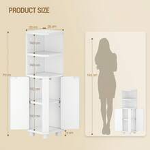 HaluPeit Bathroom Cabinet, Corner Cabinet, Toilet Cabinet With Adjustable Shelves, 2 Side Doors, Narrow Bathroom Shelf, Easy Assembly, 20 X 20 X 79 Cm, White - trắng - Xem 11