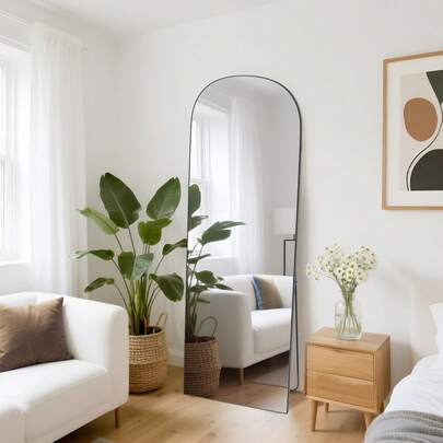 GartistGo Arched Full Length Mirror 162*52cm – Large Standing Floor Mirror With Aluminum Alloy Frame & Shatter-Resistant Tempered Glass, Wall-Mounted Or Leaning For Bedroom, Living Room, Entryway