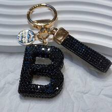 1PC Letter Keychain Black Lucky Rhinestone Letter Bling Key Ring Accessories For Men And Women Elegant Black Charm Car Keychain Backpack Exquisite Pendant Gift Choice - Đức - Xem 7