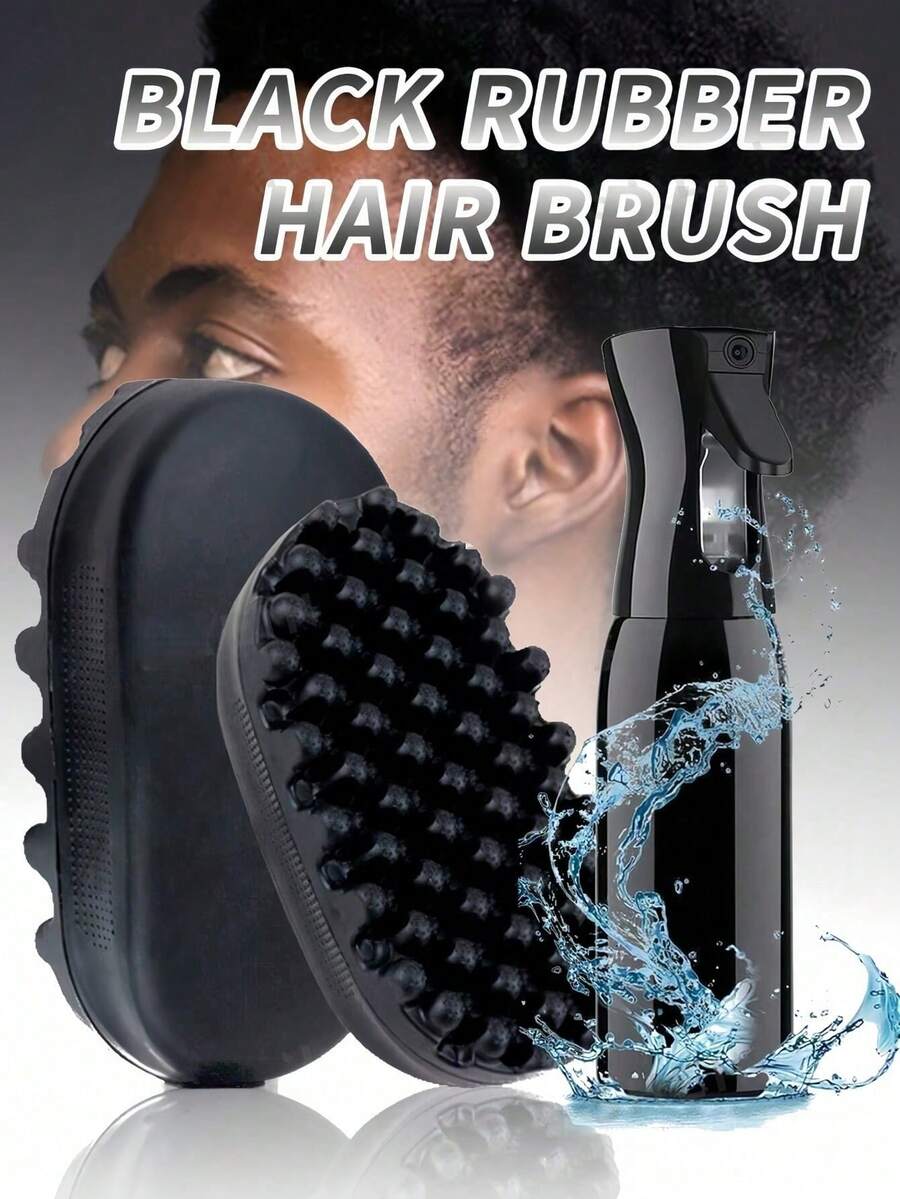 1件套专业理发美容套装 - 理发和胡须护理必备用品 - 包括耐热造型梳、胡须修剪器、清洁刷、柔软尼龙刷毛胡须刷和颈部除尘掸 - 黑色 - 查看 1