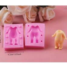 Molde silicón Body 3D niña niño muñeca 2 piezas repostería manualidades pasteles figuras decorativas molde resistente flexible fácil desmoldar creativo cocina fiesta - Rosa - Ver 2