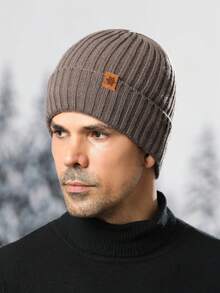 男士冬季针织帽，带保暖内衬，条纹可爱街头风休闲针织帽，纯色保暖无檐帽，适合派对、家庭聚会、朋友聚会、户外活动、驾车、日常寒冷天气佩戴，男士礼物 - 彩色 - 查看 10