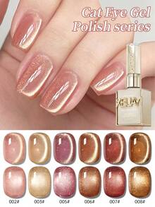 XEIJAYI 6支装15毫升金色渐变猫眼指甲油凝胶套装，光疗凝胶，可卸磁性凝胶指甲油，美甲DIY，适合沙龙级美甲 - 彩色 - 查看 6