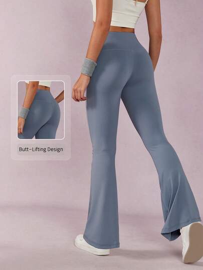 NcmRyu 1件装女士时尚简约无缝弹力运动裤，纯色休闲百搭塑形提拉喇叭运动裤，适合瑜伽、舞蹈、健身、跑步紧身裤