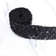 1 Yarda/2 Yardas Cinta de Ribete con Lentejuelas Brillantes, Lentejuelas Brillantes, Cinta Decorativa para Coser Adecuada para Manualidades de Costura, Decoraciones Navideñas, Bolsos, Ropa, Decoración de Fiestas