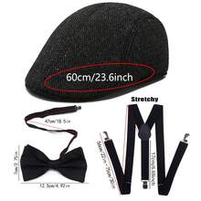 D EXCEED 3件套1920年代男士贝雷帽、领结和Y型吊带——复古必备套装——适用于复古主题派对、盖茨比主题晚宴、装饰艺术风格社交活动 - Flat Cap Set - 查看 7