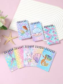 8/16 piezas de Cuadernos de espiral con tema de sirena brillante, mini blocs de notas con espiral, cuadernos portátiles, recuerdos de fiesta con tema de sirena, regalos de fiesta de cumpleaños, regalos de despedida de soltera, suministros de fiesta con tema submarino/oceánico, decoraciones de fiesta de cumpleaños con tema de sirena, decoración de baby shower, suministros de fiesta de revelación de género, adecuado para el hogar, la oficina, las listas de compras, los registros diarios, las decoraciones navideñas, la decoración de sirena - sirena - Ver 7