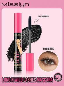 MISSLYN Ensemble de 2 mascaras Long N Wild, volumisant, allongeant, définissant et recourbant, formule crémeuse pour une longueur infinie, pour fête Y2K, voyage, cosmétique Nouvel An chinois, mode campus scolaire, maquillage beauté de marque, végétalien et sans cruauté - 1 noir - Voir 2