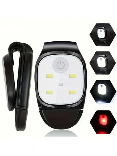 USB Clip Light, White & Red Warning For Outdoor Night Running - Rechargeable USB Portable Design Suitable For Jogging, Hiking, Camping, Camping Gear And Accessories, Rechargeable Camping Lamp, Camping Tools And Equipment