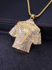 1 Pc Of Creative Sports Wind No. 7 Full Diamond Jersey Pendant Necklace