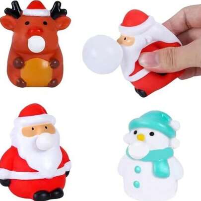 1/3/6/12/48 Stück Weihnachts-Quetsch-Spuck-Bubble-Spielzeug für Kinder Jungen Mädchen, sensorisches Fidget-Spielzeug, Quetsch-Stressabbau-Spielzeug, weiche Quetschies, Weihnachtsstrumpf-Füllungen Partybevorzugungen Geschenke für Kleinkinder