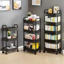 Three-Layer/ Four-Layer/Five-Layer White Rolling Storage Cart - Multi-Functional Kitchen, Bedroom, Family Office And Camping Mobile Storage Rack, Saving Space