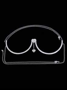 A New European And American Fashion Chest Accessory, Women's Double Heart Pendant, Rhinestone Chest Support, Sexy Body Chain,New Best-Selling Accessory: Women's Double Heart Pendant Diamond Body Chain,"European And American Fashion Crystal Heart-Shaped Bra Inserts, Sexy Heart-Shaped Chest Accessories For Performances And Body Chains, Diamond-Encrusted Chest Decorations