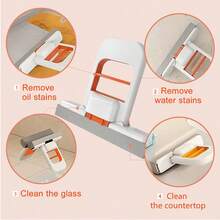 1PC Mini Mop, 2025 New Upgrade Mini Portable Self-Squeezing Mop, Mini Mops For Small Spaces, Wet And Dry Use Cleaning System Small Mops For Bathroom Kitchens Desktop Glass (Orange + Sponge) - trắng - Xem 8