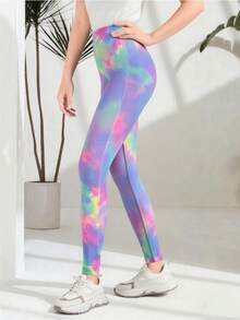 Seamless Tie-Dye High Waist Peach Lift Yoga Pants, Outdoor Sports Fitness Running Leggings, Slimming & Lifting