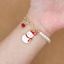 1 Pc Personalized Christmas-Themed Bracelet With Stylish Santa, Reindeer, And Snowflake Patterns And Bells. A Christmas Wrist Accessory Perfect As A Small Gift Or Souvenir For Christmas Parties, Birthday Parties, Holiday Gatherings, Or Family Get-Togethers, Ideal For Giving To Friends And Family