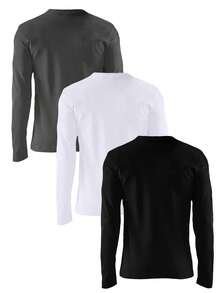 Set de 3 camisetas de manga larga con cuello redondo y estampado casual para niños, ropa de estudiante de otoño - Multicolor - Ver 2