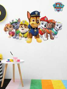 1pc APW Patrol Theme Cartoon Wall Stickers, Puppy PVC Stickers, Self-Adhesive Glass Door Bedroom Wall Stickers, Super Thick Cartoon Stickers, Suitable For Creative Decoration Of Bedrooms, Living Rooms, Study Rooms, Weddings, Graduation Seasons, Mother's Day, Easter Parties Wall Decor Room Decor Home Decor