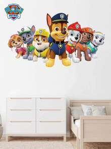 1pc APW Patrol Theme Cartoon Wall Stickers, Puppy PVC Stickers, Self-Adhesive Glass Door Bedroom Wall Stickers, Super Thick Cartoon Stickers, Suitable For Creative Decoration Of Bedrooms, Living Rooms, Study Rooms, Weddings, Graduation Seasons, Mother's Day, Easter Parties Wall Decor Room Decor Home Decor