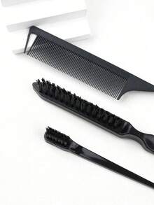 Haarbürsten- und Kammset, doppelseitige Bürste & Kamm für Konturen, Kamm mit spitzem, kleiner zahnbürstenartiger Kamm, professionelle Friseurpflegetools für Perücke, Pferdeschwanz, Zöpfe, Naturhaar, Sleek-Back-Frisuren, weiche Konturbürste, Reise-Urlaubsartikel, Haarzubehör für Frauen, Friseurwerkzeuge, Reisezubehör, Frisur, Friseur, Haarbürste, Bürstenhaarset, Kamm Haar, Locken Kamm, Entwirrbürste, Haarbürste für Frauen, Friseur, Friseurzubehör, Friseursalon, Friseurausrüstung