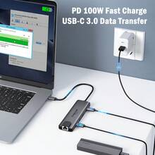 Lemorele TC44 USB-C 6-In-1 Multifunctional Docking Station, Suitable For Display Devices Such As TVs, Monitors, Projectors, Etc. With HDMI Interface. Support The Extension Of Functions For Devices Such As Type C Interface Phones And Computers. Supports Windows/ Systems.