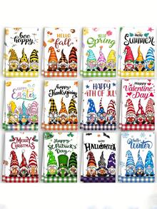 2 Stücke/12 Stücke, Drei-Zwerge-Design, Oversized, geeignet für Herbst/Winter/Frühling/Sommer/Halloween/Weihnachten/Thanksgiving/Valentinstag/Ostern, saisonale Heimdekoration, Feiertags-Heimdekoration, Küchentücher, Geschirrtücher, Küche, Camping, Campingausrüstung, Campingzubehör, Handtücher