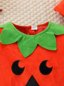 3pcs/Set Kids Pumpkin Print Romper, Hat Autumn & Winter Outfits For Boys And Girls
