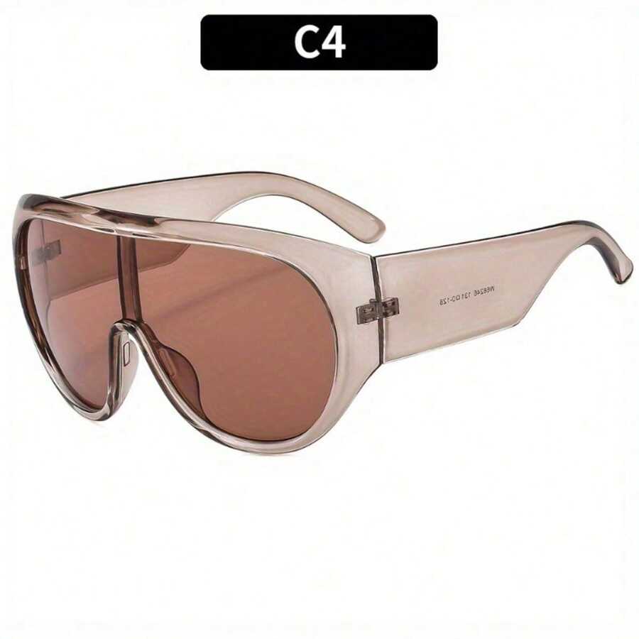 1 Pcs/Set, New Large-Frame Sports Protective Sunglasses,  Men's And Women's Personalized Sunglasses. - 淺色茶色鏡框搭配深茶色鏡片 - 查看 1