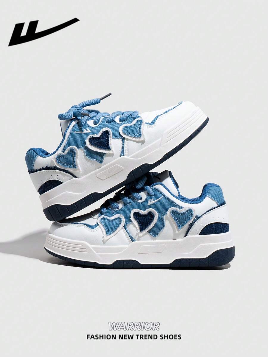 1 Pair WARRIOR Women's Thick Sole Lace-Up Soft Bottom Casual Shoes, Low-Top Outdoor Flat Shoes, Round Toe Low Heel Non-Slip Solid Color Elegant Soft Bottom Hiking Shoes, Suitable For Students, Graduation Photos, Flat Shoes, Low-Top Leather Sports Skateboard Shoes