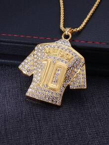 1 Pc Of Creative Sports Wind No. 7 Full Diamond Jersey Pendant Necklace