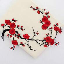 1pc Colorful Embroidered Floral Patch With Adhesive Back, Fabric Applique, Embroidered Decor Patch For DIY Clothing Repair, Garment Decoration