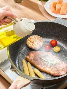 1 Aceitera de cocina, botella de aceite de apertura y cierre automático, aceitera de cocina, aceitera de vidrio, tanque de almacenamiento de aceite de oliva a prueba de fugas, dispensador de vinagre, cocina, horneado, ensalada, barbacoa, utensilios de cocina