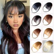 Human Hair Air Bangs With Sideburns Natural Black Color Bangs Clip In Hair Extension Beginner Friendly Real Easy To Wear Clip On Fringe Bangs With Nice Net