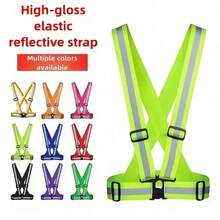 1 件高能见度反光安全背心，适用于跑步和夜间骑行 - 可调节肩带，时尚摩托车设计，带反光臂带 - 弱光条件下，增强能见度，黑色，夜间骑行装备，时尚设计，耐用结构 - 黑色 - 查看 2