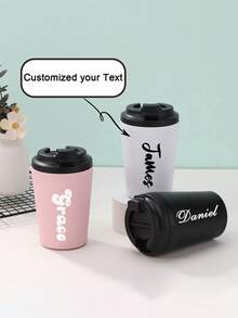 1pc Customized Design & Text Stainless Steel American Style Coffee Mug, Multi-Functional, Easy To Clean, Reusable, Stainless Steel Exquisite, Fashionable, High-Quality, Minimalist, Colorful, Customized Modern, Leak-Proof, Suitable For All Seasons, Camping, Travel, Ideal Choice As Gift For Girlfriend, Mom, Dad, Family, Friends, Anniversary, Valentine's Day, Mother's Day, Birthday, Father's Day, Graduation, Wedding, Decor For Living Room, Bedroom, Tea Room, Home, Dining Room, Office, School,Multi-Functional, Ornamental,Reusable,Exquisite,Stylish,High-Quality,Colorful,Modern,Custom,Personalized,Unique,Ideal Gifts For Him,Ideal Gifts For Her,Boyfriend,Dad,Girlfriend,Mom,Family,Friends,Tea Room,Home,Garden,Office,For Anniversaries,For Valentine's Day,For Mother's Day,For Birthdays,For Father's Day,For Graduation,For Weddings,For Housewarming,Delicate Romance - Multicolor - View 2