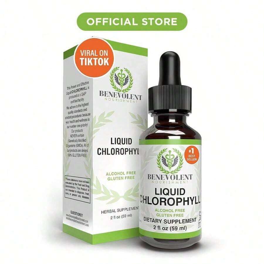 Liquid Chlorophyll Supplement (4-Month Supply) – Internal Deodorant, Detox & Liver Cleanse - 1 - Xem 1
