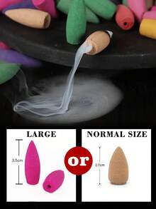 60/120 piezas Conos de incienso de flujo inverso Cascada de incienso Rosa Tulipán Jazmín Lavanda Rosa para quemador de incienso de flujo inverso Soporte Natural | Regalo de meditación y yoga