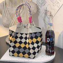 1 件心形条纹花卉手提包，大容量手提包，优雅旅行多功能手提包，配有可拆卸肩带 - 彩色 - 查看 11