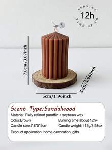 Brown Vertical Striped Tapered Cylindrical Scented Candle, European-Style Home Decor Foyer Accent, Wedding Favor Candle, Suitable For Rooms, Dining Tables And All Corners Of The Home, Ideal For Christmas Gatherings, Birthday Celebrations, Romantic Weddings And Elegant Dinners, Expressions Of Love On Valentine's Day, Heartfelt Anniversaries, And Gifts For Mothers.
