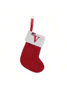 1 szt. Świąteczne dzianinowe skarpety z monogramem, wiszące skarpety z małymi literami świątecznymi, dwustronne skarpety wiszące do kominka, dekoracje na imprezę świąteczną, prezenty na imprezę, upominki na imprezę, spersonalizowana skarpeta z inicjałami, ozdoby choinkowe, ozdoby świąteczne do domu, ozdoby świąteczne do domu, pakiet prezentów świątecznych, dekoracje noworoczne 2026, wystrój domu, wystrój pokoju, zima