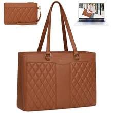 NEWHEY Premium Leather Laptop Tote Set For Women: 15.6 Inch Professional Work Bag With Detachable Clutch. Multi-Functional Computer Briefcase & Purse For Office, Teacher, And Business Travel. - màu nâu - Xem 1