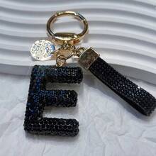 1PC Letter Keychain Black Lucky Rhinestone Letter Bling Key Ring Accessories For Men And Women Elegant Black Charm Car Keychain Backpack Exquisite Pendant Gift Choice - Đức - Xem 9