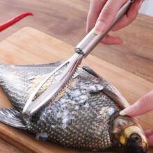 Stainless Steel Fish Scaler And Scraper, 3-In-1 Multifunctional Seafood Prep Tool With Scale Remover, Gill Cutter, And Garlic Ginger Grater, Kitchen Accessory, 1pc - Silver - View 9