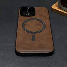 Retro Crazy Horse Leather Diamond Texture Magnetic Phone Case Compatible With IPhone 17 16 Pro Max 15 14 13 12 Pro Max For MagSafe Wireless Charging Simple Leather Texture Cover - Brown - View 7