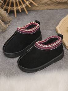 Children's Simple Color Block Thermal Lined Warm Snow Boots, Comfortable And Warm - Black - View 2