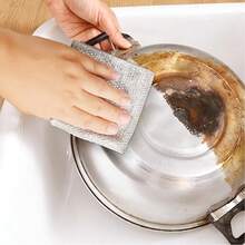 10pcs Magic Cleaning Cloth Thickened Double -Sided Metal Steel Wire Rags Kitchen Dish Pot Washdishing Cloths Towel Clean Tools - Silver - View 7