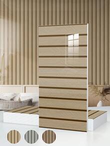 10PCS 23.6"X11.8" /19.4 Sq. Ft Wood Grain Grille Peel And Stick Wall Panels ,Waterproof PVC Self-Adhesive Backsplash Tiles - Wallpaper For Kitchen, Living Room, Bedroom, TV Wall (Glossy)