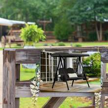 Heavy Duty Steel Patio Swing Chair With Canopy Comfortable Cushions Garden Backyard Porch Swing Glider Bench Black Swing Seat Outdoor Swing - 彩色 - 查看 3