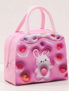 1 New Large Capacity Lunch Bag, 3D Cartoon Lunch Box Bag, Double Handles, Zipper Closure, Lightweight, Ideal Choice For Gifts