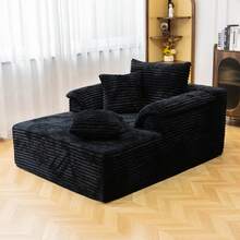 48.8'' Oversized Cloud Sectional Sofa Bed – Double Lounge Chaise With Boneless Fluffy Design, Plush Cushions & No Assembly Required, Modern Sleeper Loveseat For Small Spaces, Living Room, Apartment, Movie Night - 黑色 - 查看 10